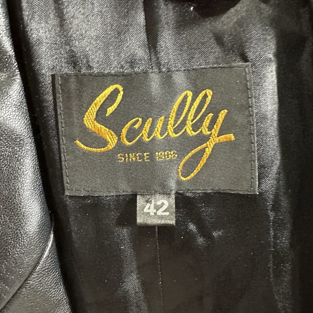 Scully Leather Blazer Jacket Mens 42L Black Western‎ Vtg 2-Button Coat Soft - Picture 9 of 11